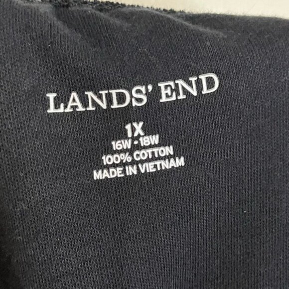 Lands’ End Black Cotton Knit Wide-Leg Pants – Size 1X (16W-18W) - Picture 3 of 9